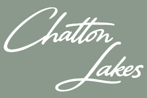 Chatton Lakes logo with olive green background